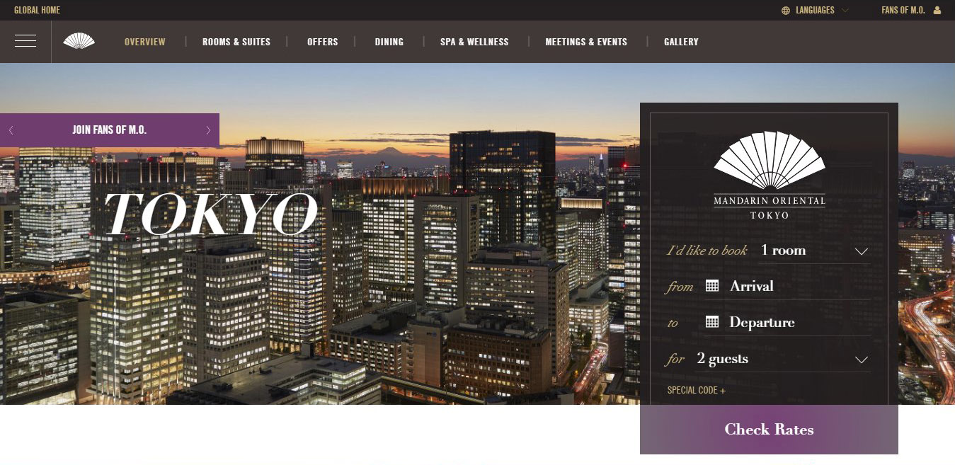 Mandarin Oriental Tokyo website design